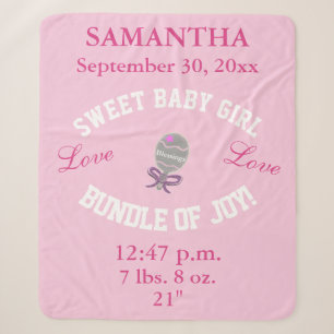Rose Pink Baby Girl Geburtsstaten Sherpadecke