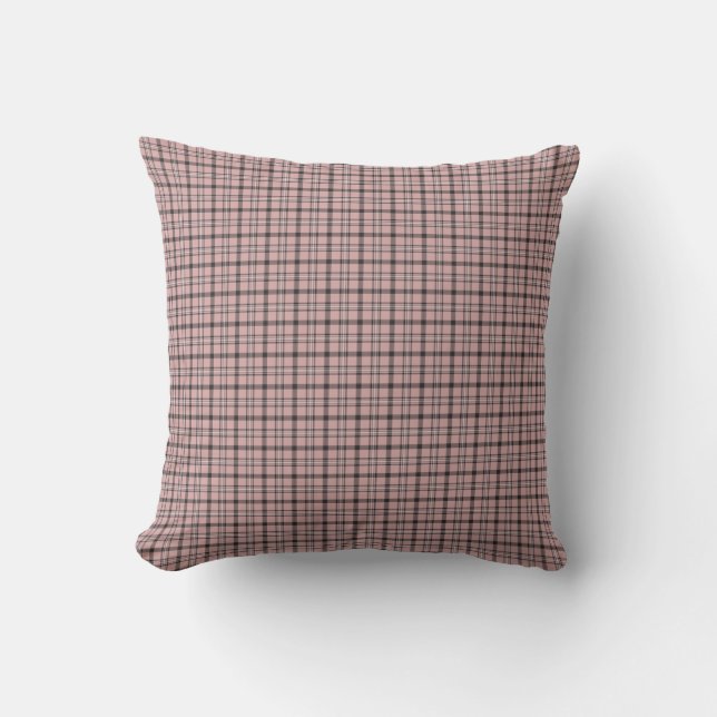 Rose Pink Black Plaid Classic Pattern Kissen (Vorderseite)