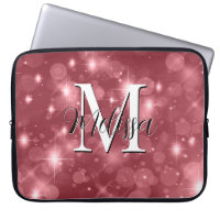 Rose Pink Bokeh Moderne Monogram Sparkle