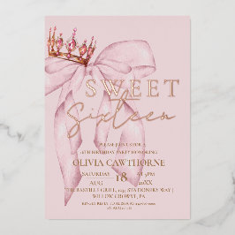 Rose Pink Bow Sweet 16 Folieneinladung