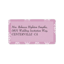 Rose Pink Damask Hochzeit Adressaufkleber