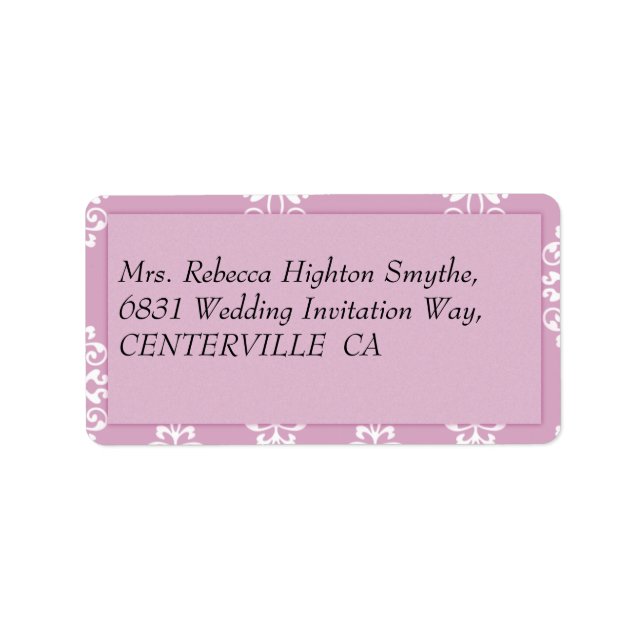 Rose Pink Damask Hochzeit Adressaufkleber (Vorne)