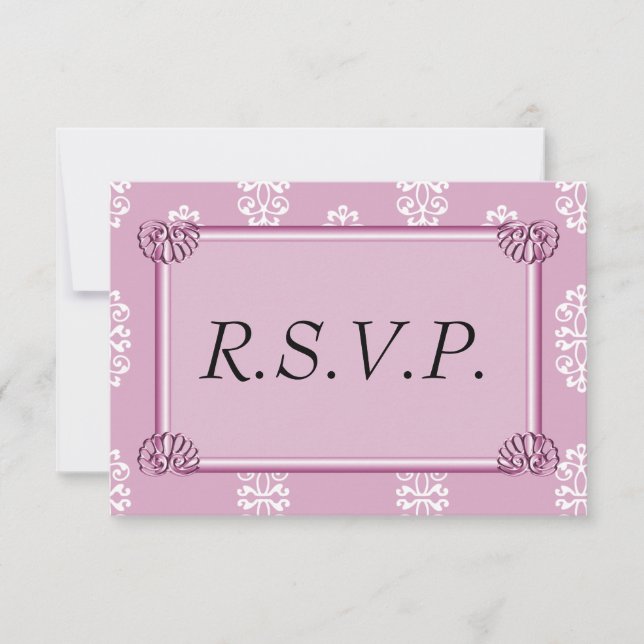 Rose Pink Damask Hochzeit UAWG RSVP Karte (Vorderseite)