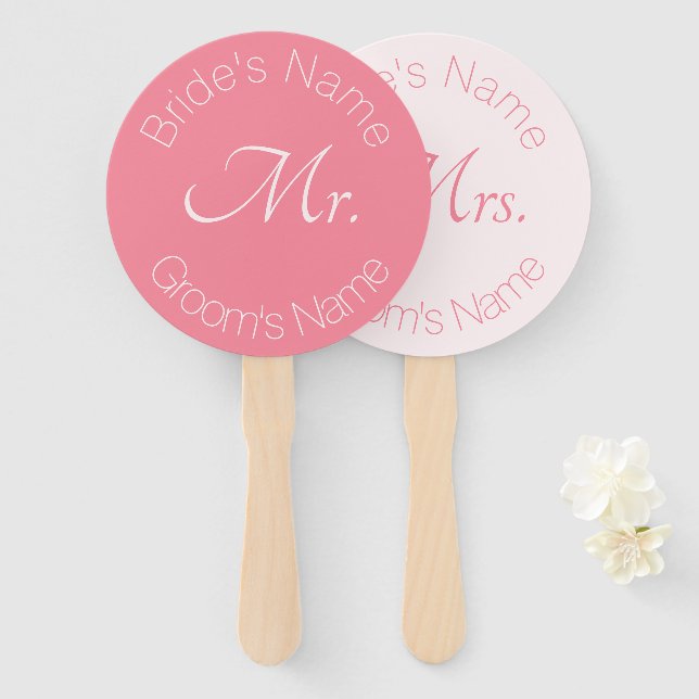 Rose Pink Elegant Bride und Groom Mr. Wedding Fächer (Vorne und Hinten)