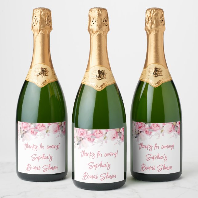 Rose Pink Flowers Floral Shower Favors (Flaschen)