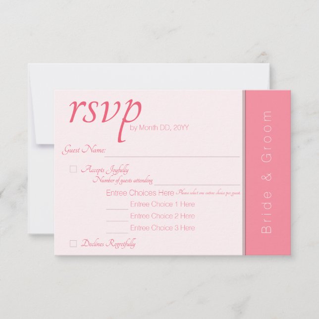 Rose Pink Forever fängt an Moderne Hochzeit RSVP Karte (Vorderseite)