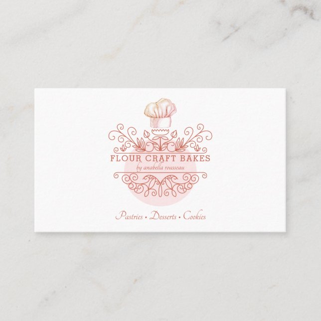 Rose Pink Frame Bakery Baker's Logo Carte de visit (Devant)
