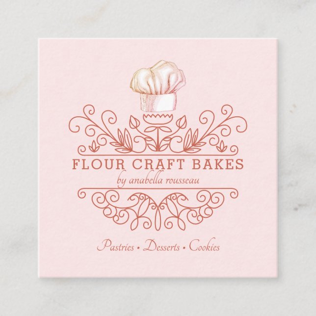 Rose Pink Frame Bakery Baker's Logo Carte de visit (Devant)
