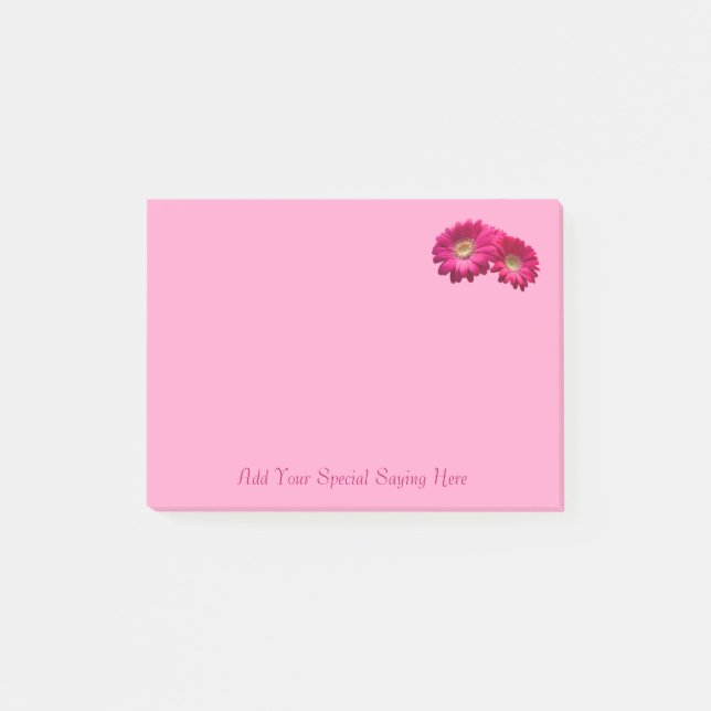 Rose Pink Gerbera Daisy Notepad anpassen Post-it Klebezettel (Vorderseite)