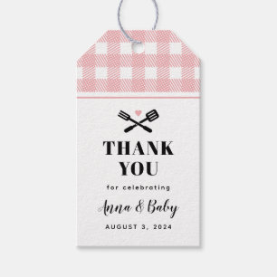 Rose Pink Gingham Kariert Baby Q Dusche Vielen Dan Geschenkanhänger