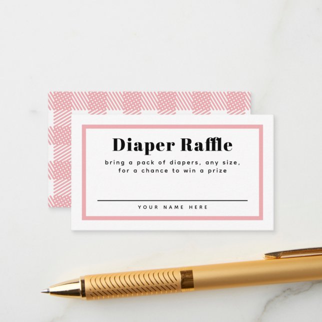 Rose Pink Gingham Kariert Babydusche Windelwanne Begleitkarte (Vorderseite/Rückseite Beispiel)