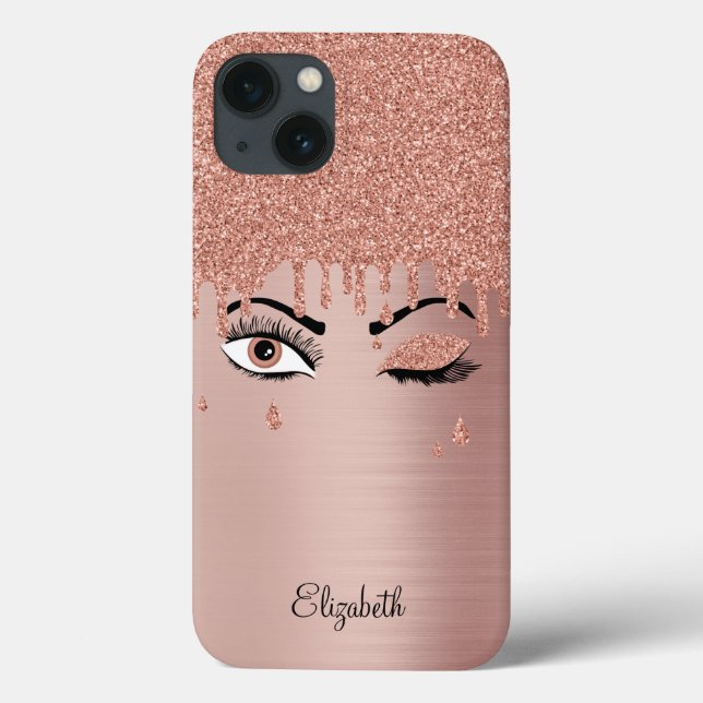 Rose Pink Gold Eyelashes Case-Mate iPhone Hülle (Rückseite)