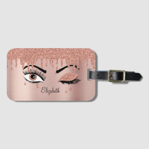 Rose Pink Gold Eyelashes Driving Glitzer Gepäckanhänger
