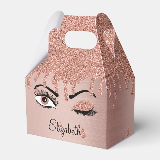 Rose Pink Gold Eyelashes Driving Glitzer Geschenkschachtel (Vorderseite)