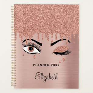 Rose Pink Gold Eyelashes Driving Glitzer Planer