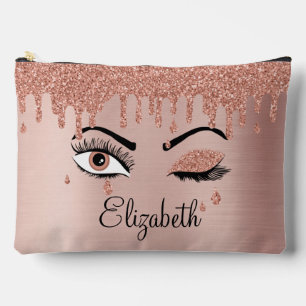 Rose Pink Gold Eyelashes Driving Glitzer Zubehörtasche