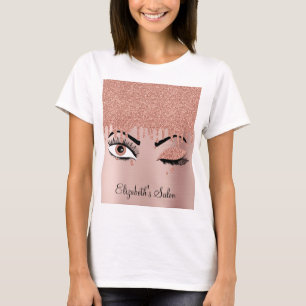 Rose Pink Gold Eyelashes Glitzer Business T-Shirt
