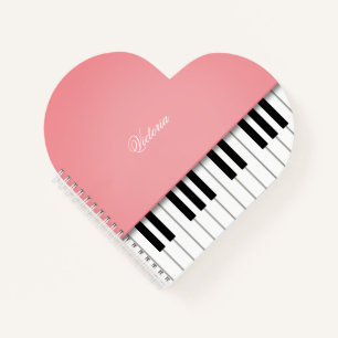 Rose Pink Grand Piano Musik Tastatur Personalisier Notizbuch