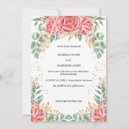 Rose Pink Hochzeit Save the Date Minimalistisch Einladung