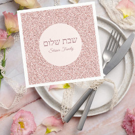 Rose Pink Jüdischer Shabbat Shalom Serviette
