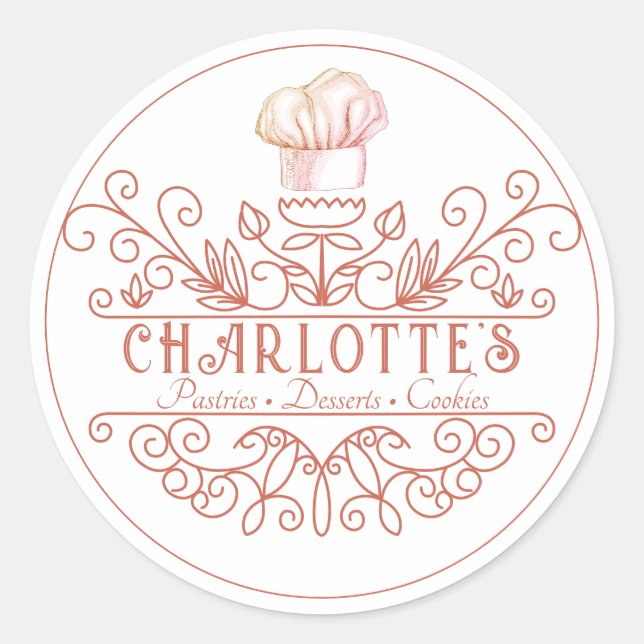 Rose Pink Logo Boulangerie Baker's Logo Étiquettes (Devant)