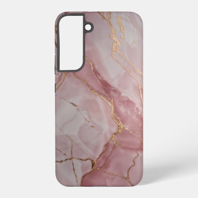 Rose Pink Marble with Gold Veins – Elegant Samsung Galaxy Hülle (Rückseite)