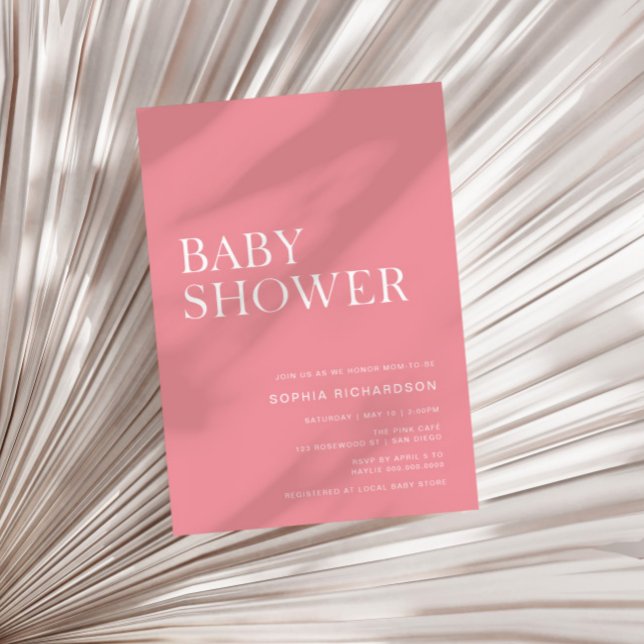 Rose Pink Minimalistisch Baby Dusche Einladung (Von Creator hochgeladen)