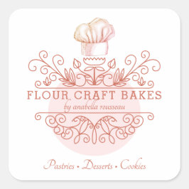 Rose Pink Ornate Frame Baker's Logo Étiquette prod