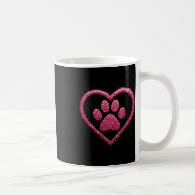 Rose Pink Paw Heart Cute Dog Cat Love Valentines D Kaffeetasse (Rechts)