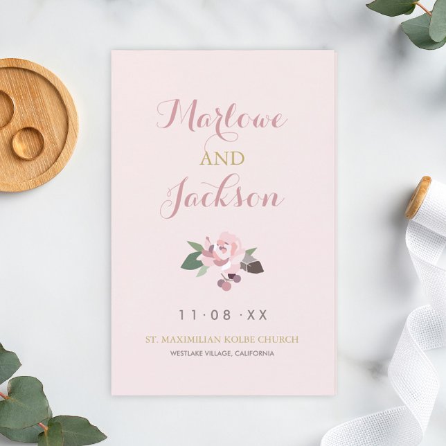 Rose Pink Peony Floral Boho Wedding Programme (Créateur téléchargé)