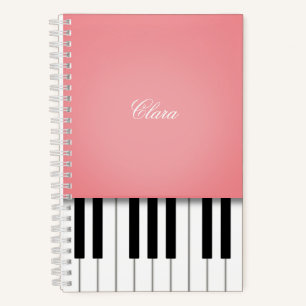 Rose Pink Piano Musik Tastatur Personalisiert Notizbuch