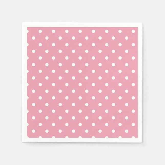 Rose Pink Polka Dot Papier Napkins Serviette (Vorderseite)