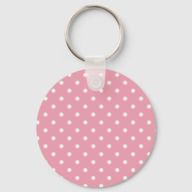 Rose Pink Polka Dot Schlüsselanhänger (Vorderseite)