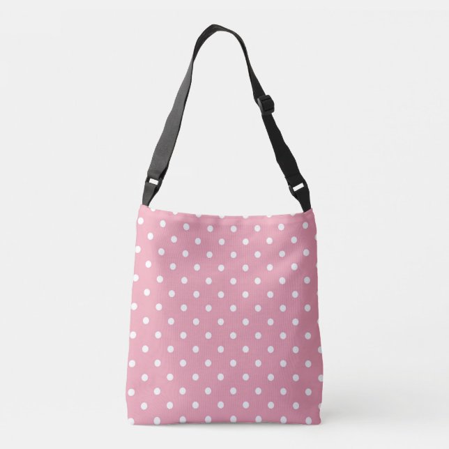 Rose Pink-Polka-Punkte Tragetaschen Mit Langen Trägern (Rückseite)