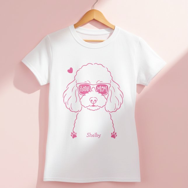 Rose Pink Poodle Tee | Personalized Dog Mom Gift (Von Creator hochgeladen)