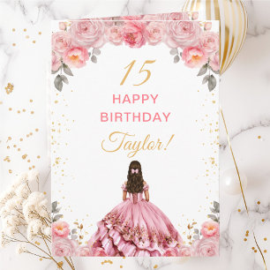 Rose Pink Princess Floral Happy Geburtstag Karte