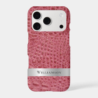 Rose Pink Reptile Digitales Leder Silbermetall