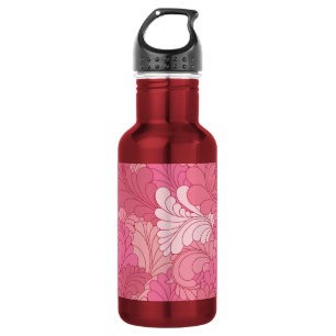 Rose Pink Retro Floral Paisley Feathers Trinkflasche