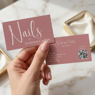 Rose Pink Script Nageldesignerin Visitenkarte