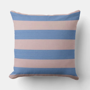 Rose Pink und Serenity Baby Blue Stripes Kissen