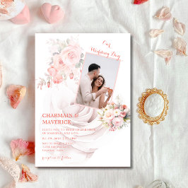 Rose Pink Wedding Foto Einladung