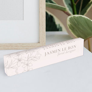 Rose Plaque d'identification de bureau floral mi