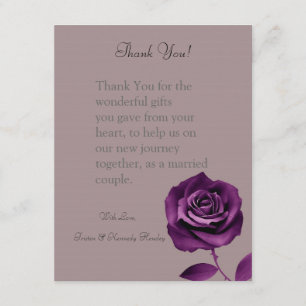rose PLAT de pourpre du carte de remerciements 4x5