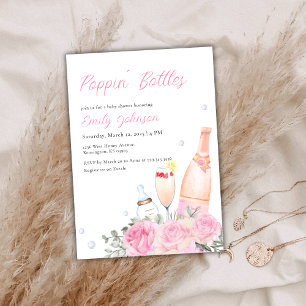 Rose Poppin Flaschen Champagne Girl Babydusche Einladung