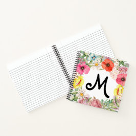 Rose Poppy und Daisy Pink, Koralle, Gelb Notizbuch
