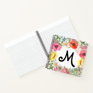 Rose Poppy und Daisy Pink, Koralle, Gelb Notizbuch