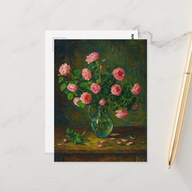 Rose Postkarte (Vorderseite/Rückseite Beispiel)