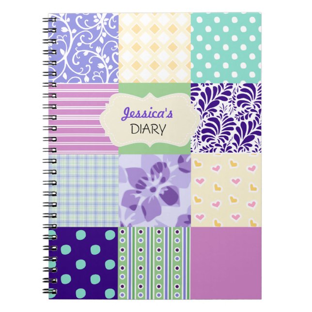 Rose, pourpre et journal intime Girly personnalisé (Devant)