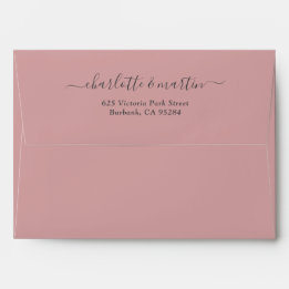 Rose Poussiéreux Écriture Élégante Adresse de Reto