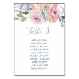 Rose poussiéreux Floral Numéro de table Siège Cart